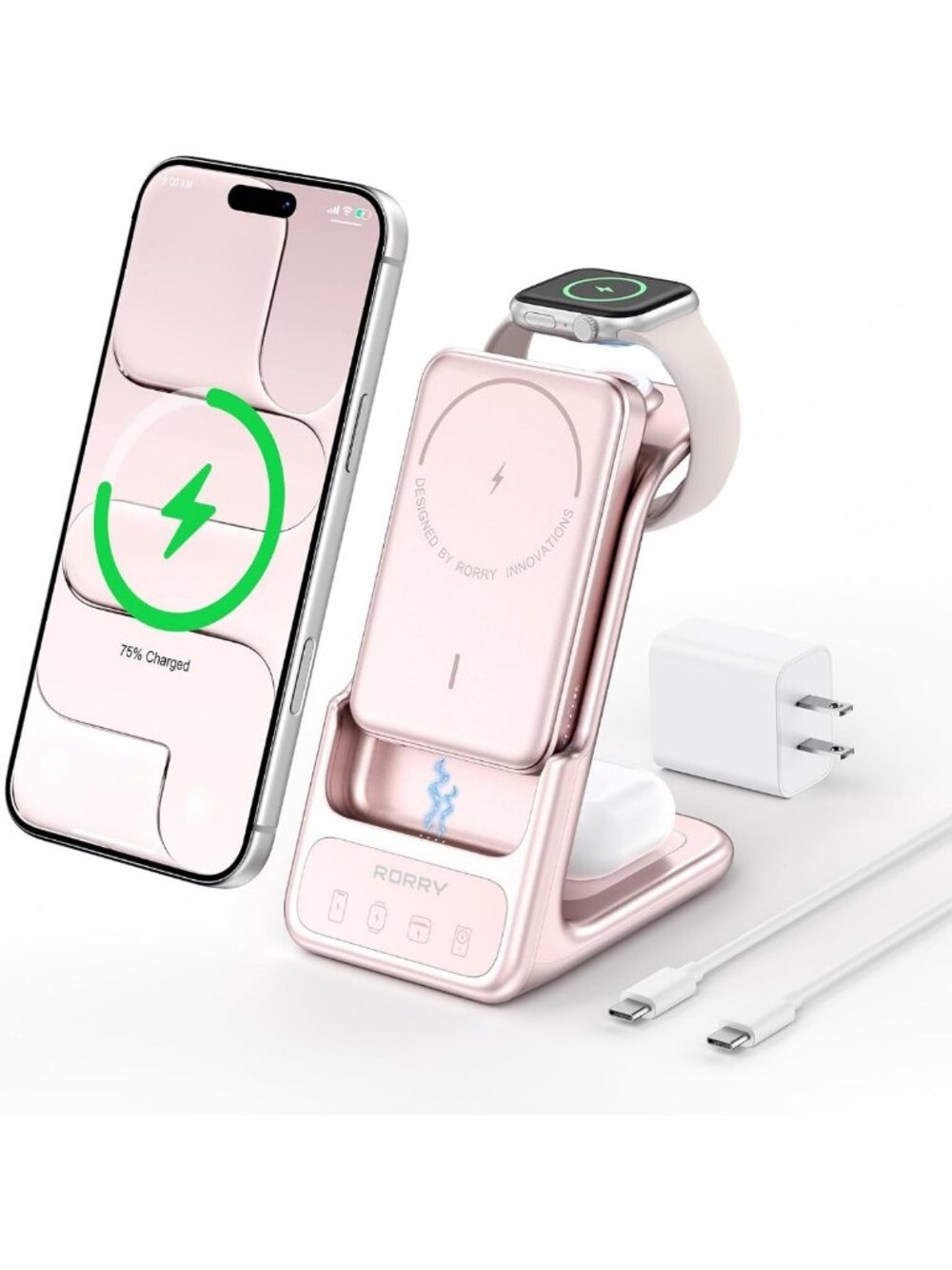 5000mAh Detachable Power Bank & Charging Station for Apple Devices - Portable
